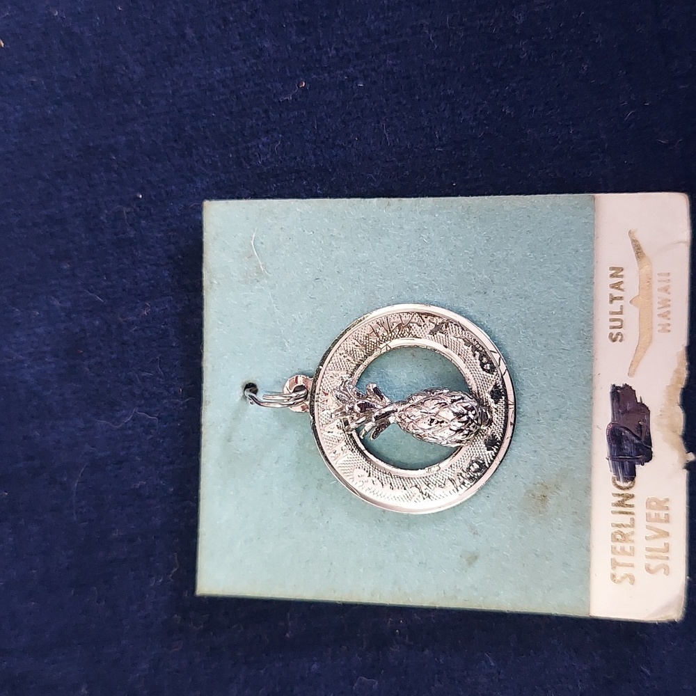 Vintage Sultan Hawaiian pineapple charm, sterling silver